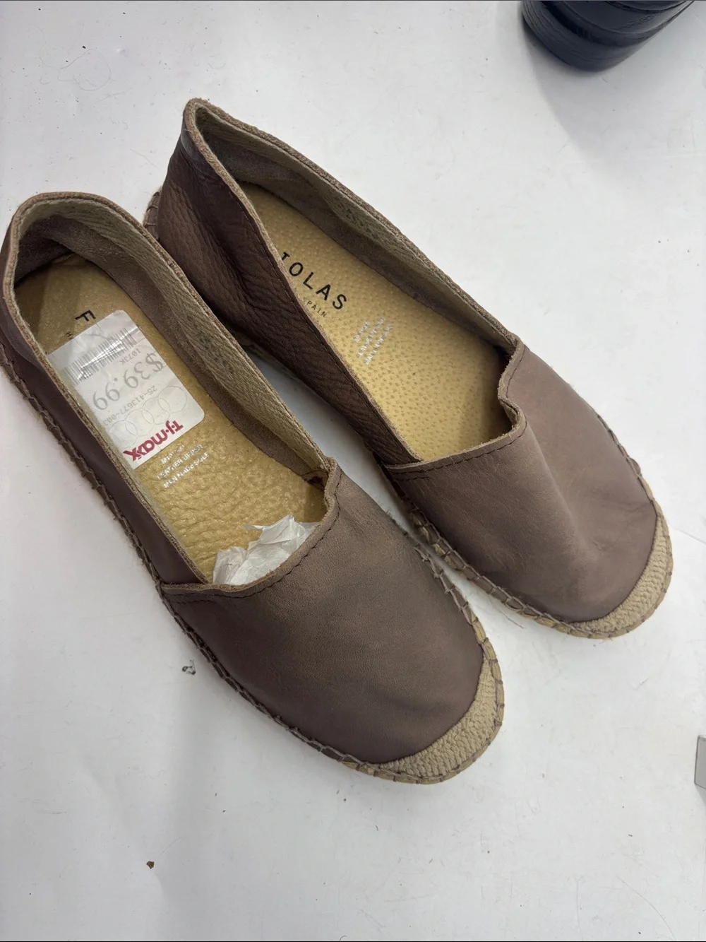Men's Casual Leather Espadrille Slip-Ons - Brown - Picture 3 of 4